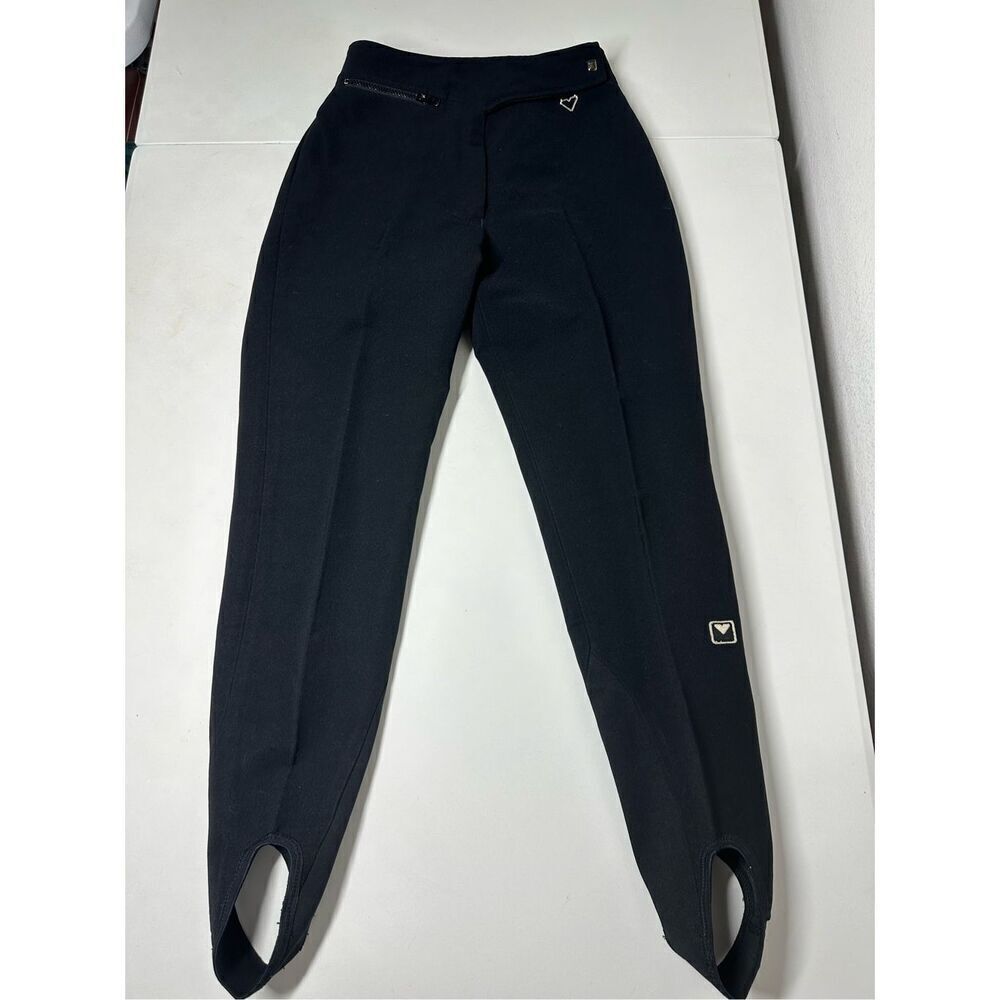Rare Vtg 70s Obermeyer Black Ski Pants Stirrup Sz 10R Japan Wool See Description